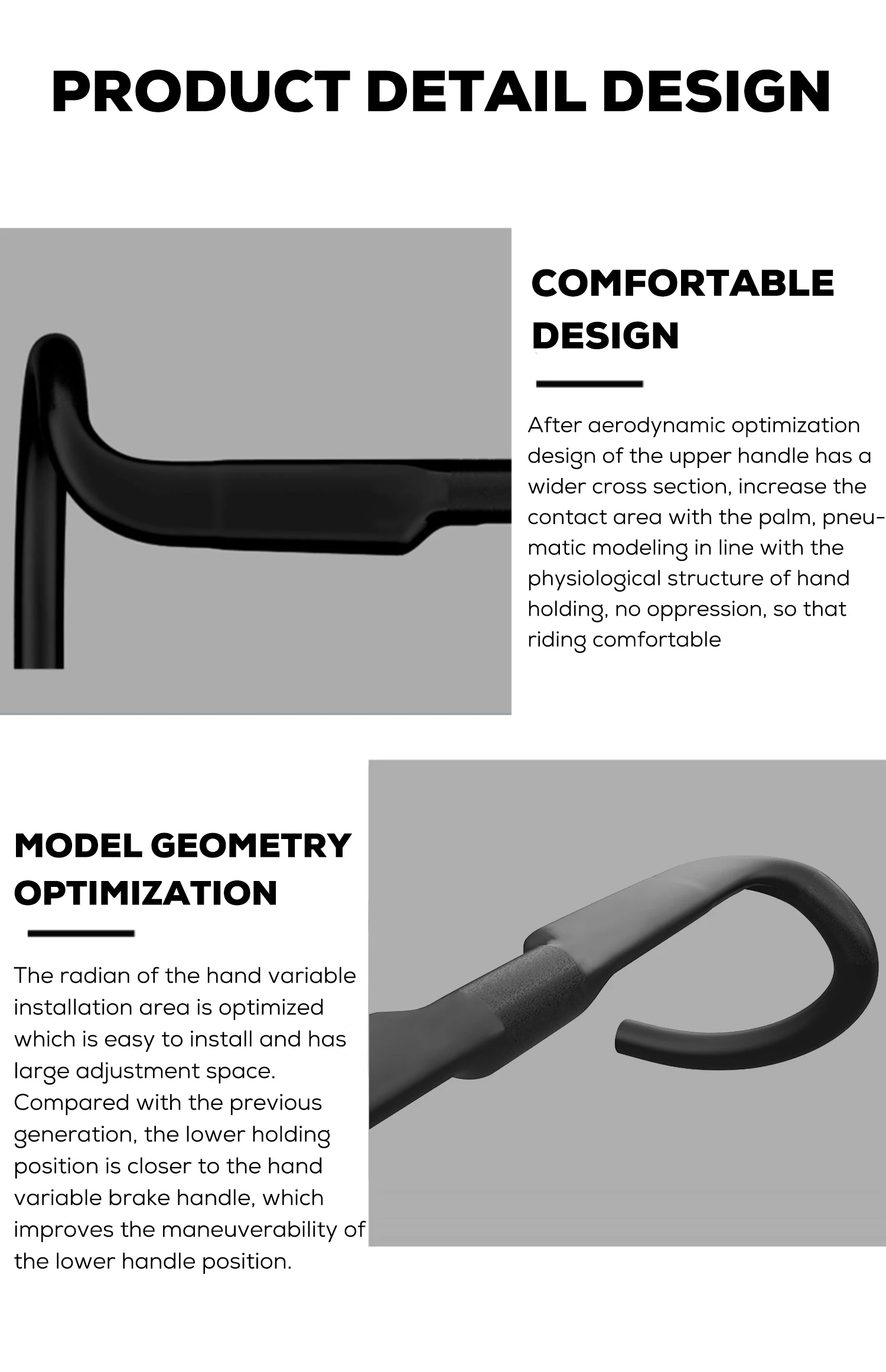 ULLICYC AERO und leichter Straßenlenker 360 mm/380 mm/400 mm/420 mm matt, vollständig integrierte Kabel, Fahrrad-Kies-Lenker, T1000 – Detail 10