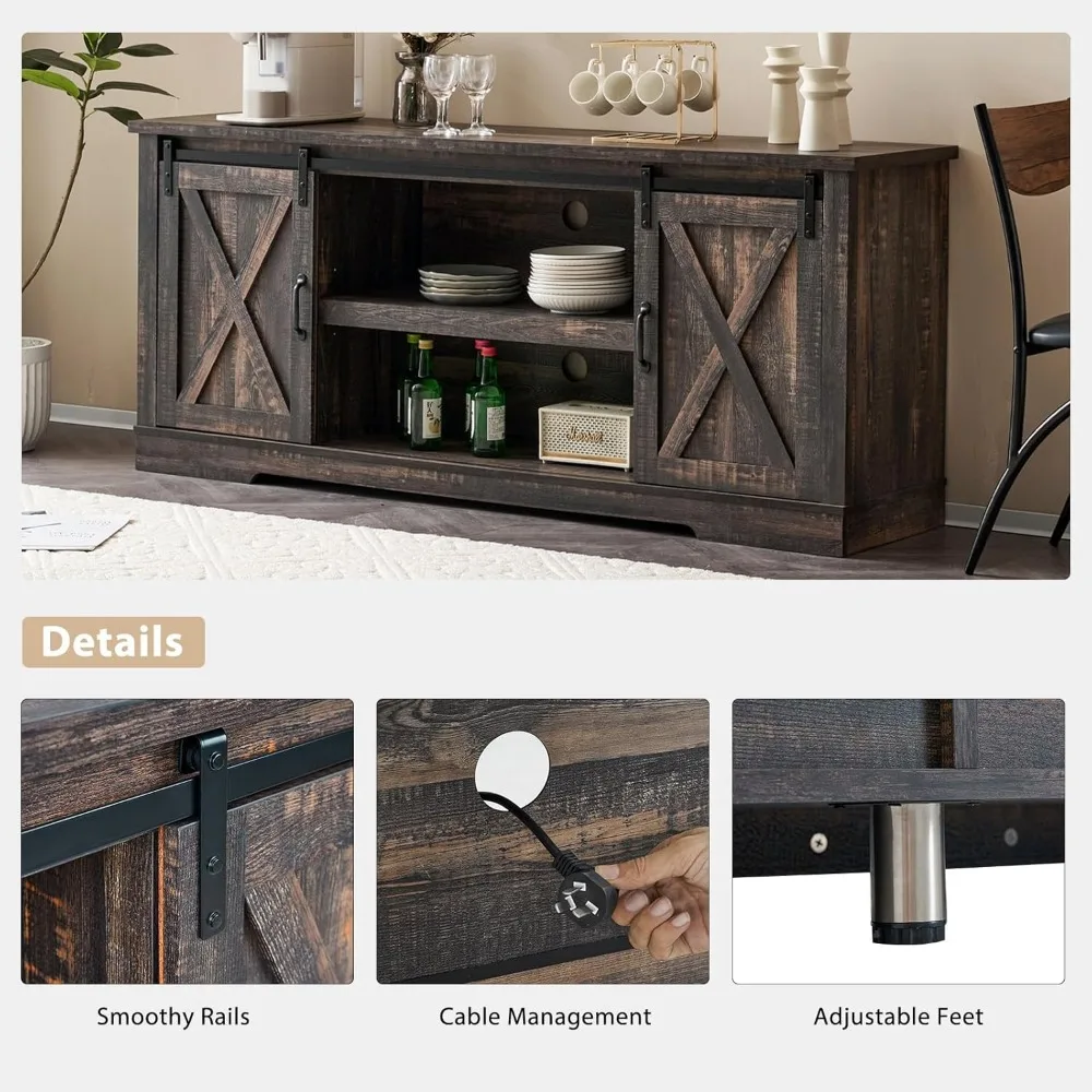 4-Piece Farmhouse Table Set,Coffee Table& Two End Tables,Side Table with Charging Station and USB Ports 2