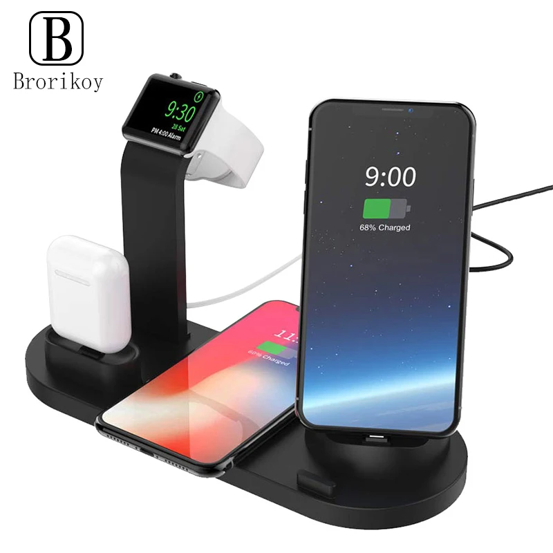 Caricabatterie Wireless 15W 6 In 1 Per Iphone 13 12 14 Pro Caricabatterie Per Apple Watch Series 8 7 6 Supporto Per Dock Per Telefono Cellulare A Rica