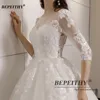 BEPEITHY Customized Vestidos De Novia Plus Size Half Sleeves Princess Wedding Dress For Women Lace Court Train New Bridal Gowns 6