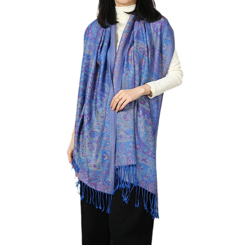Luxury Paisley Pashmina Women Silky Jacquard Scarf Ethnic Style Fringed Scarves Soft Long Shawls and Wraps for Lady Bufandas 6