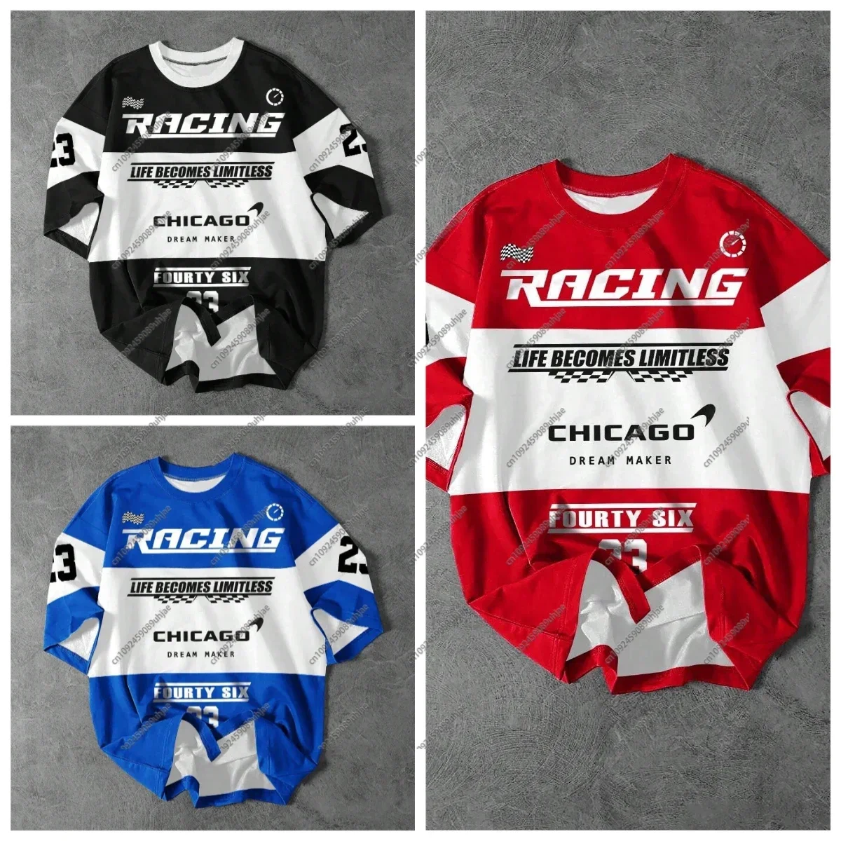 Summer Men Motorcycle Quick Drying T-shirt Loose Breathable Sweat Absorbing Top Round Neck Men Women Unisex Sportswear Clothing