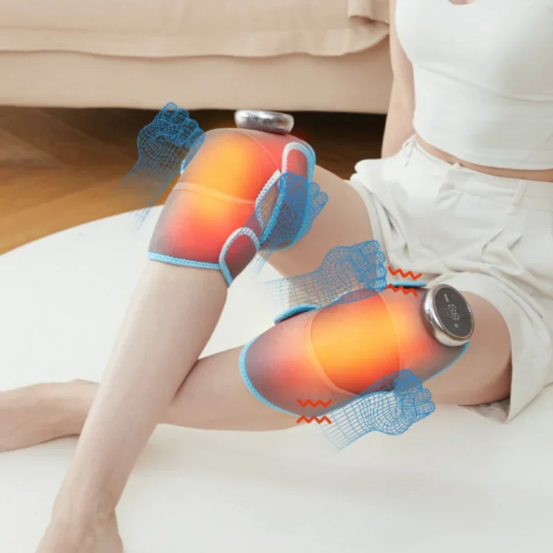 Heated Knee Massager Eletric Vibration Leg Joint Shoulder Elbow Support Warming Massage w/ Magnetic Remote and Adjustable Strap