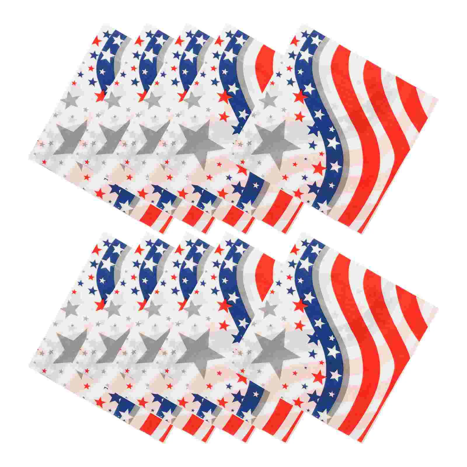 

2 Bags Party Napkins Patriotic Supplies Birthday Celebration Paper Decorative Tissue Wood Pulp Creative Design