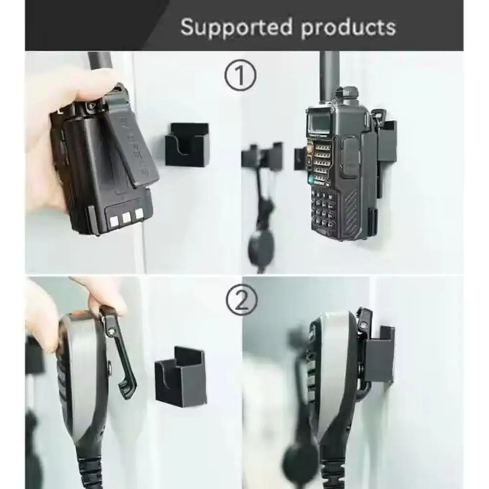 6-Pack Walkie Talkie Wall Mount Holder with Adhesive Clips and Hanging Hooks