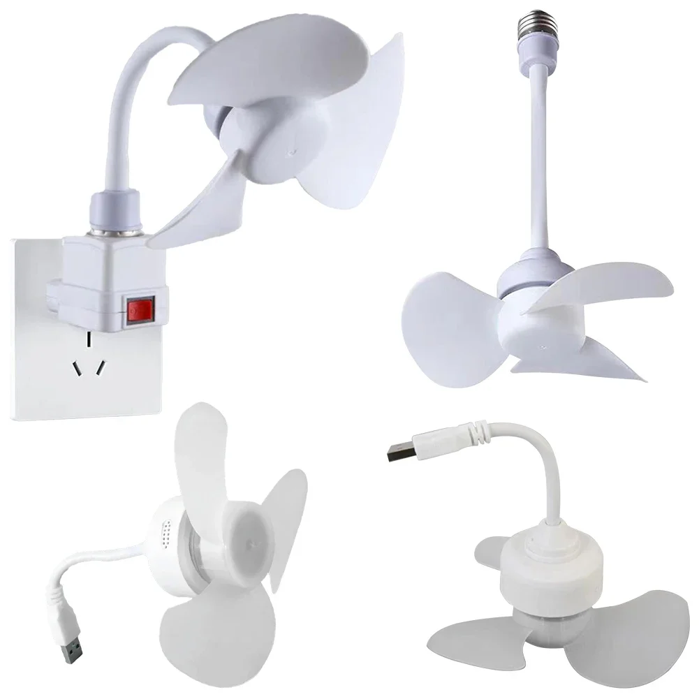 Indoor Ceiling Fan Light E27 Base/USB Light Bulb Fan with Socket Hose Extender Small Ceiling Fan Light for Kitchen Room 3