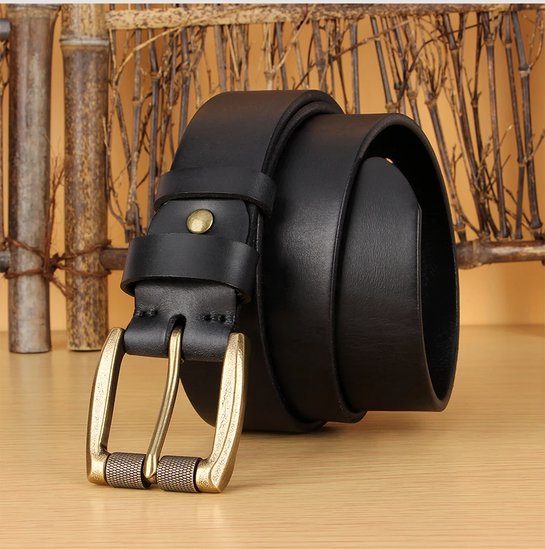 5mm Thicked Leather Men Belt Vintage Roller Pin Buckle Belt Male Cowhide Genuine Leather Buckle Strap Cowboy Jeans Belt 1.5 Inch – Detail 8
