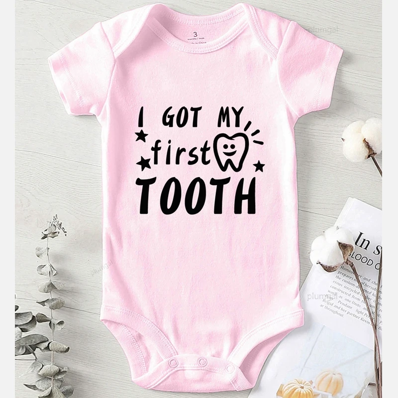 Baby Bodysuits are cool Romper Kids Autumn New Born Baby Clothes Winter Newborn Girl Outfit Clothing for Babies I Got My First First Tooth Print carters baby bodysuits	 Baby Rompers