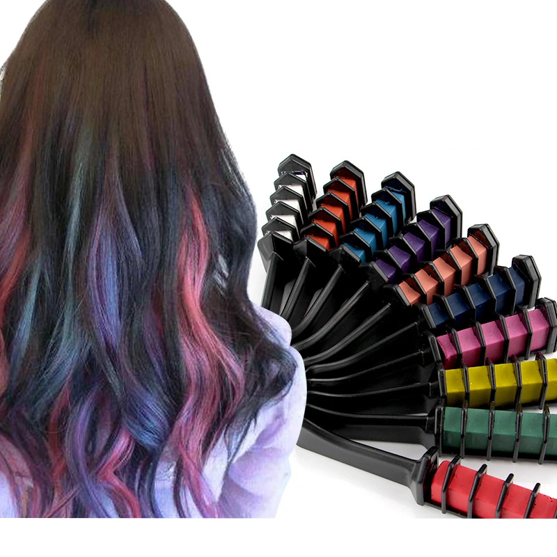 Description Picture 5 of item10pcs Mini Hair Color Chalk Dye Comb Mascara Washable Disposable Party Cosplay Hair Color Non-toxic Temporary Salon Hair Styling