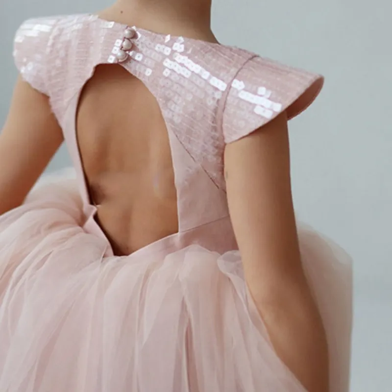 Vestido Infantil De Tule Com Lantejoulas - Vestido De Princesa Para Festas E Casamentos