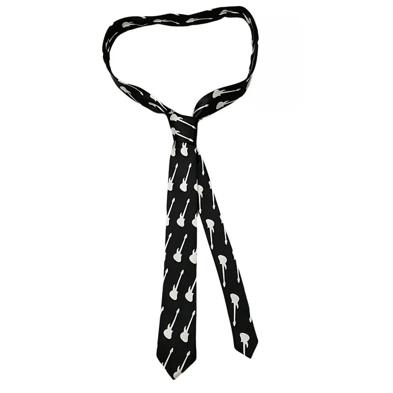 Classic Musical Notes Tie - Silky Narrow Necktie for Piano  Guitar Lovers