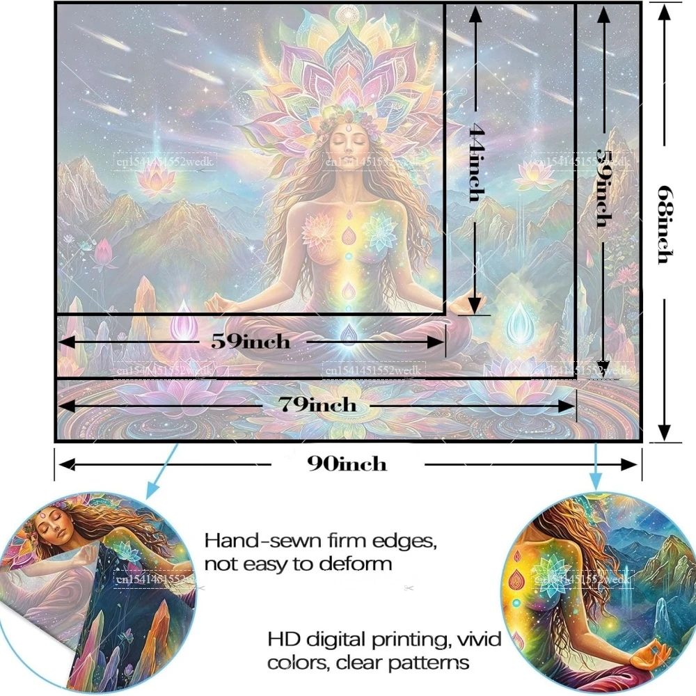 Mandala Lotus Blumen Yoga Flow Yoga Chakra Wandteppich Wandbehang Raumdekoration Ästhetische Berge Landschaft Meditation Wandteppiche – Detail 2