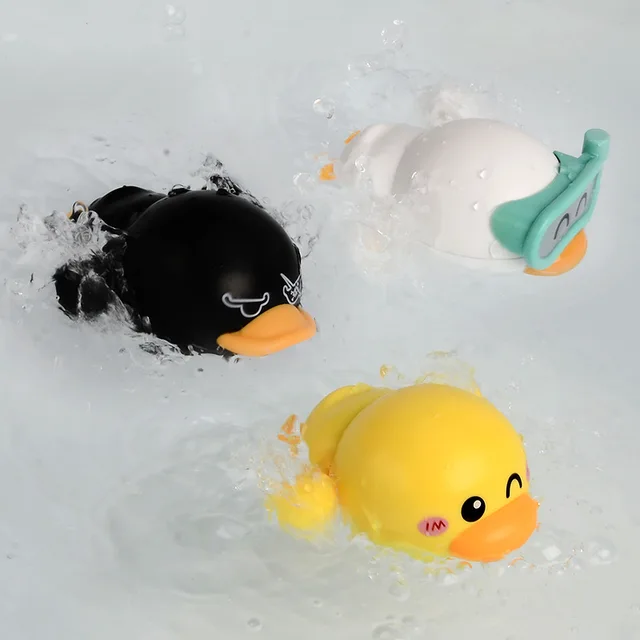 Cute Baby Clockwork Little Yellow Duck Baby Bath Toys Children Boys Girls Playing In The Water Bathroom Set Combination 1