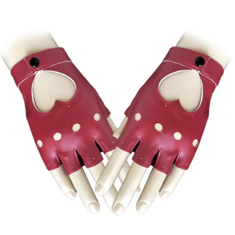 Fashion Half Finger Driving Women Gloves PU Leather Fingerless Gloves