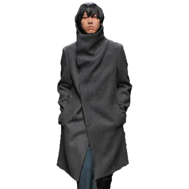 

Men's Medium And Long Coat 2023 Autumn And Winter Loose Fashion Leisure Large Lapel Black Windbreaker Coat