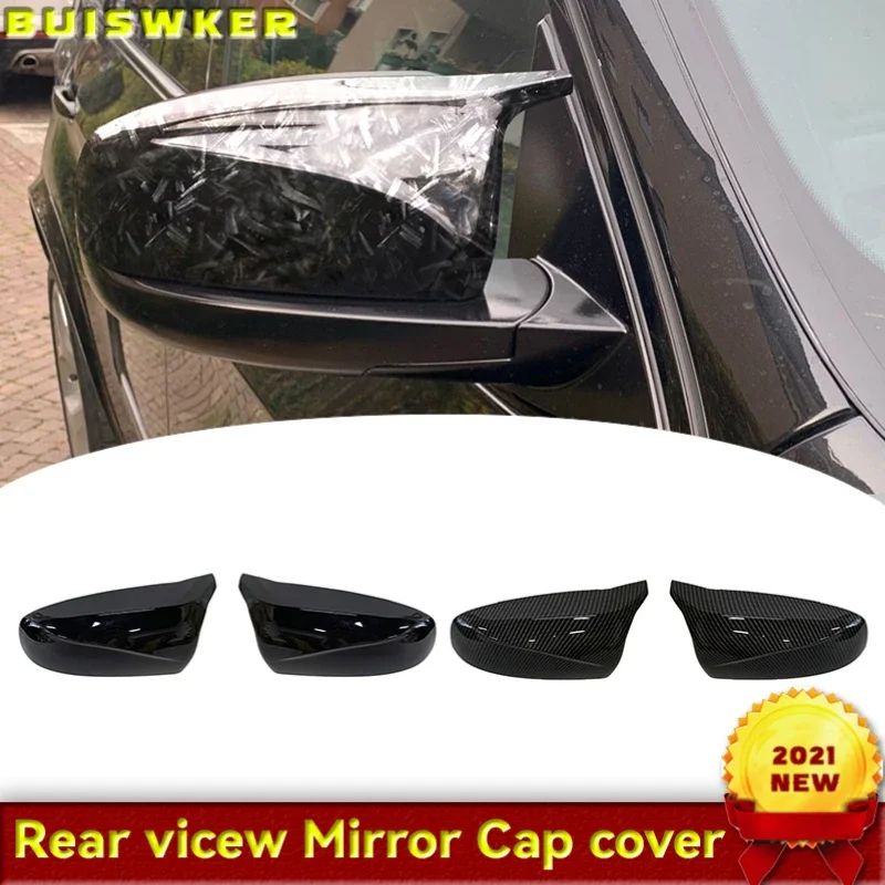 

2pcs Rearview Excellent Side Wing modified Bright black Carbon Fiber Pattern Mirror Cover caps For BMW X5 E70 X6 E71 2008-2013