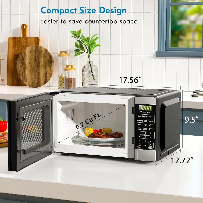 Countertop Microwave 6 automatic preset menus, child lock, defrost and quick cook functions, 0.7 cu. ft. 5