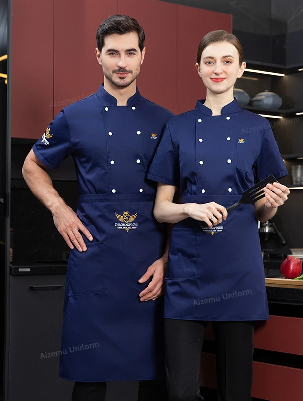 Set Giacca Da Chef Personalizzata - Con Grembiule E Cappello, Uomo/Donna, Manica Corta O Lunga - Foto 9