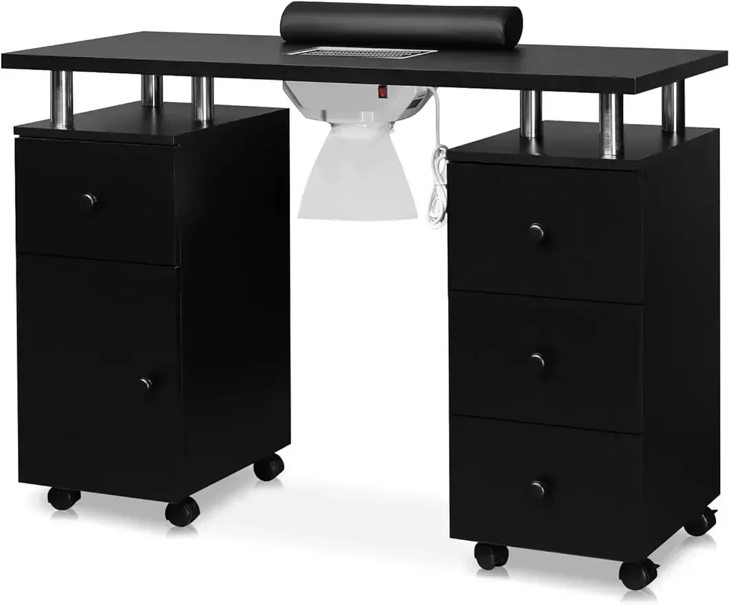 

OmySalon Manicure Table Nail Desk for Nail Tech, Nail Table Station w/Electric Dust Collector, Makeup Beauty Salon Storage