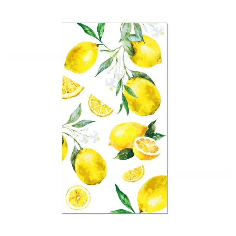 33*40cm 2-Ply Hawaiian Watercolor Lemon Fruit Printed Long Paper Napkin Party Festival Disposable Paper Placemat 20pcs/Pac