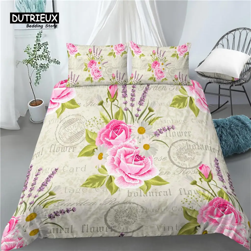 

Luxury 3D Lavender Flower Print Home Living 2/3Pcs Comfortable Duvet Cover PillowCase Bedding Set Queen and King EU/US/AU Size