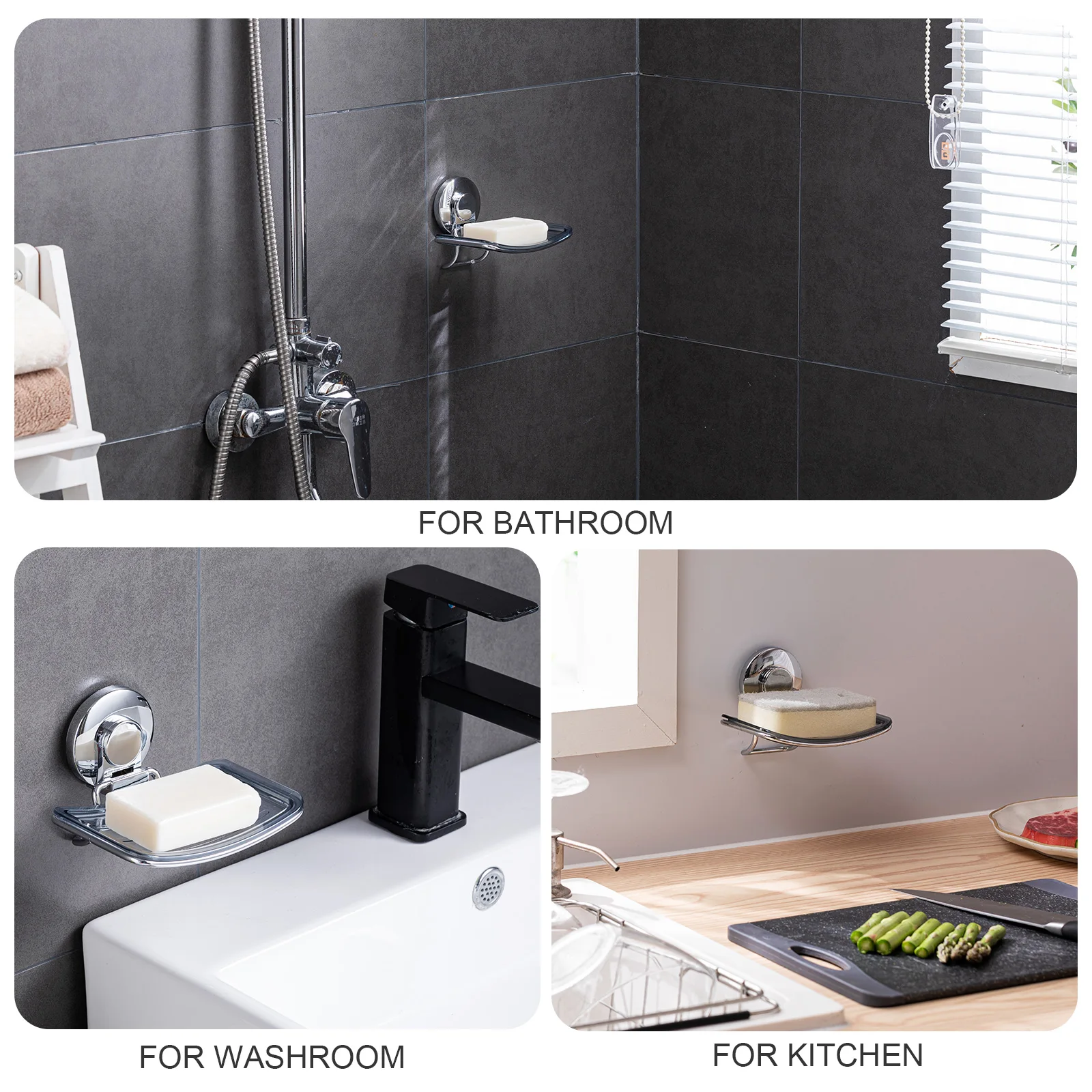 TAILI Suction Cup Soap Dish Powerful Vacuum Suction Soap Holder, Strong Sponge Holder for Shower, Bathroom, Tub and Kitchen Sink 5