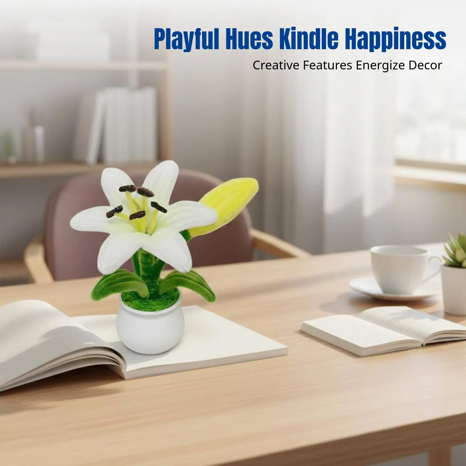 완성된 트위스트 미니 화분 꽃, DIY 창의적인 데스크탑 수제 장식, 랜덤 디자인 스티커, 홈 데코