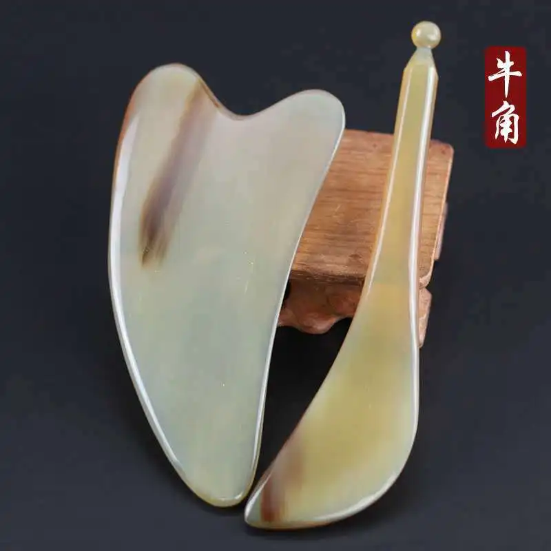 

Natural Ox Horn Scraping Board Skin Pulling Face Eye Muscle Pulling Stick Point Pen Whole Body Meridian Massage Point Stick