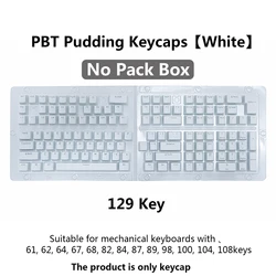 Enhanced PBT Pudding Keycaps Set - 129 Keys - OEM Profile - RGB Backlit Compatible (White No Pack box)