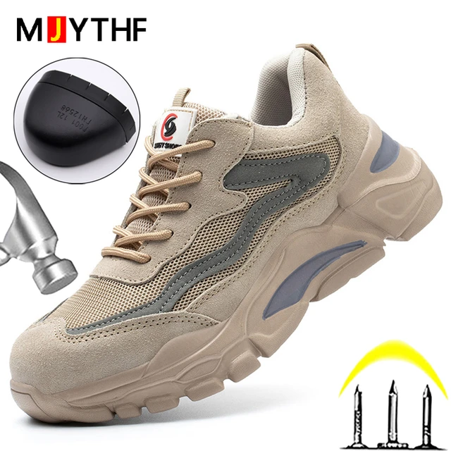 Zapatos de seguridad para hombre y mujer, zapatillas de trabajo con punta de  acero, botas de seguridad ligeras, zapatos con punta de acero - AliExpress