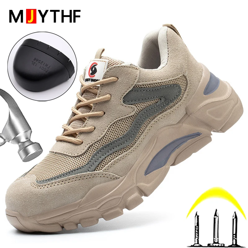 ความปลอดภัยใหม่รองเท้าผู้ชายผู้หญิง Steel Toe Cap รองเท้า Breathable รองเท้าผ้าใบผู้ชายทำลายความ