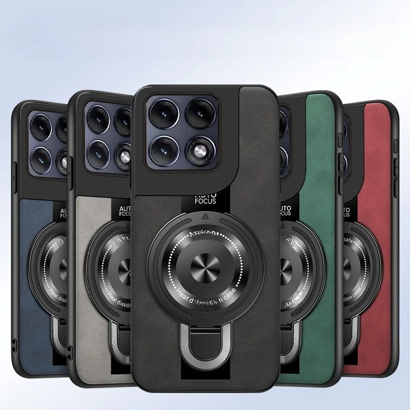 Luxury Magnetic Rotating Stand PU Leather Shockproof Phone Case