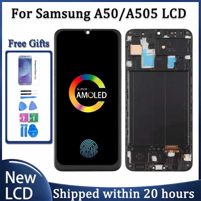 Display OLED 100% Testato per Samsung A50 SM-A505FN/DS A505F/DS A505 con Touch Screen Digitalizzatore per Samsung A50 LCD