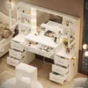 White Vanity with Mirror, Light, and Charging Station, 58.3-inch Vanity with 3 Lighting Modes, 8 Drawers, 2 Cabinets 2