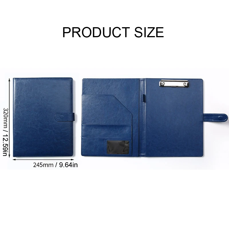 Sleek Black Leather Padfolio with Clipboard and Document Organizer