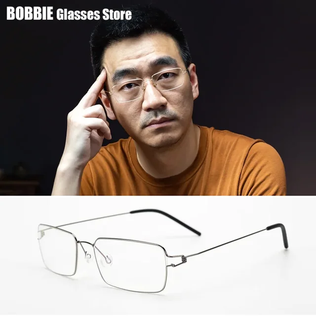 Denmark Titanium Rim Square Glasses Frame Business Men Eyewear No Screw Handmade Eyeglasses Frames Tim Screwless High Quality 1