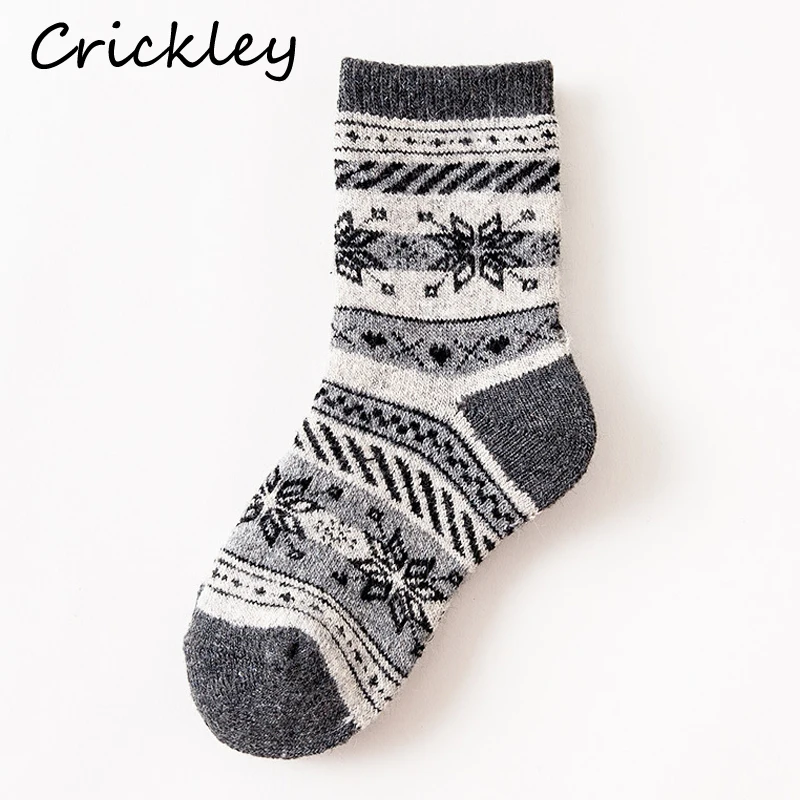 Children Winter Wool Socks Fair Isle Jacquard Weave Pattern Socks for Boys Girls Thickening Keep Warm Breathable