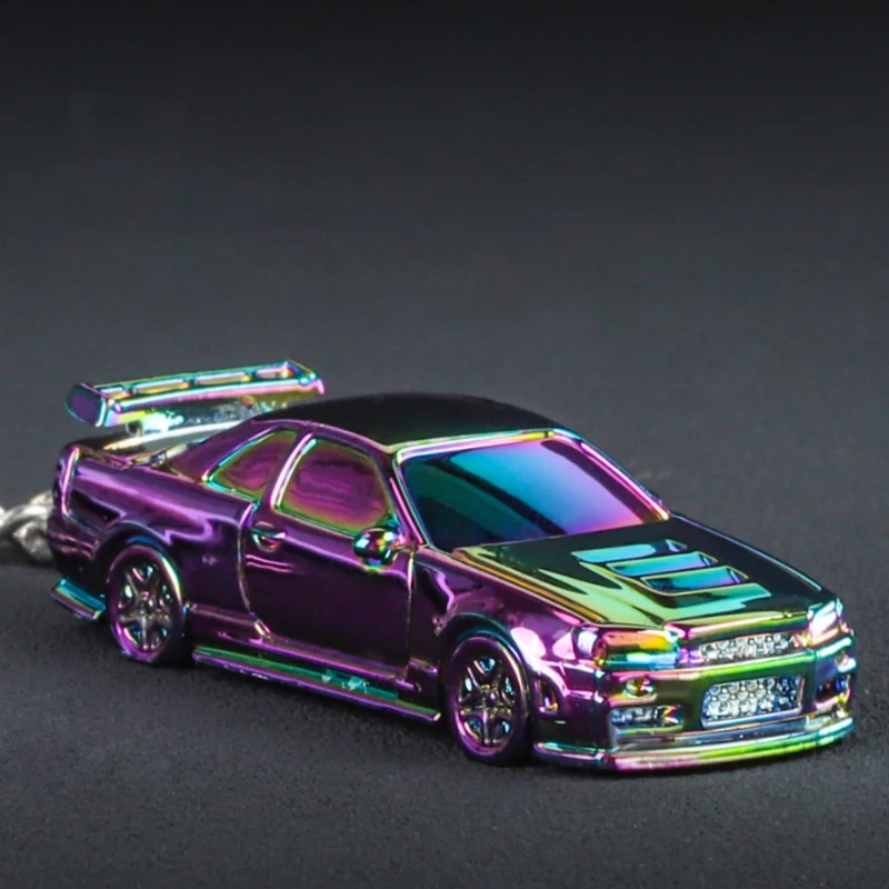 1/64 Electroplate Alloy Model Car Key chain GTR R34 RS7  Diecasts Metal collection decoration Exquisite gift box 4