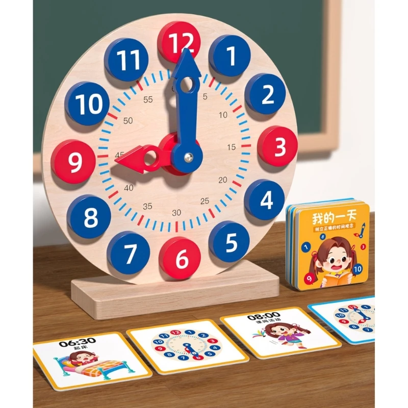 

Montessori Student Learning Clock Time Teacher Gear Clock for Teacher Parent Teaching Demonstration Educational Toy