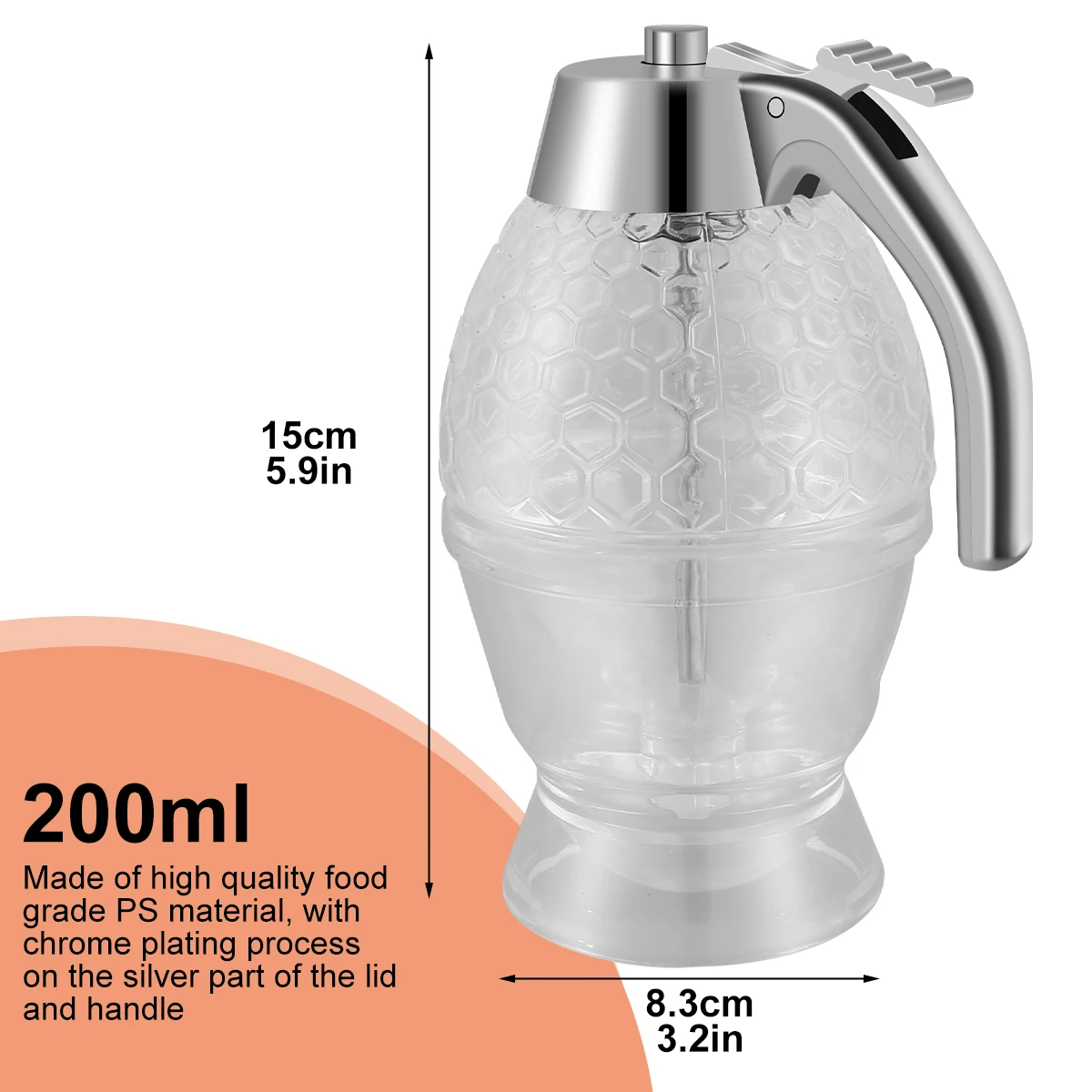 200ml Honey Dispenser Base No Drip Syrup Dispenser Reusable Plastic Syrup Jar Large Capacity Honey Comb Form Jar Containers