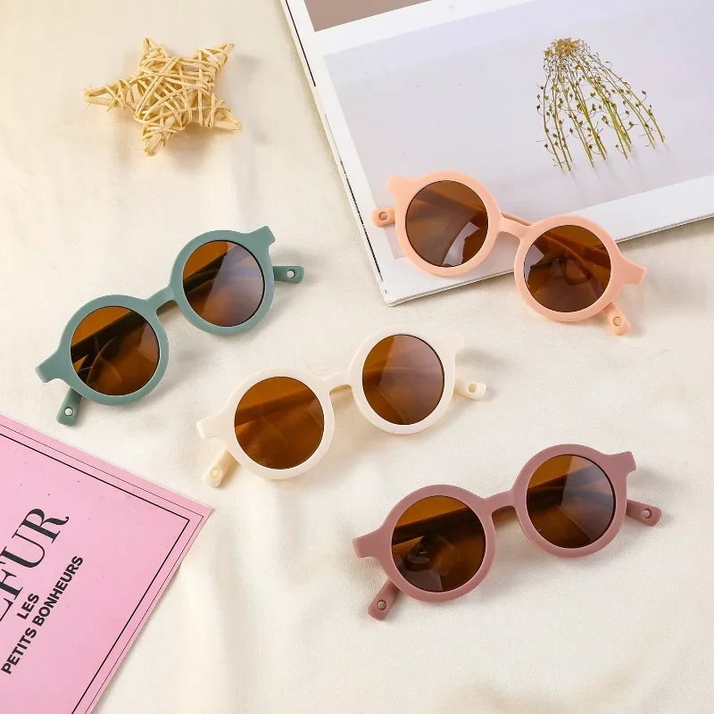 Kids Sunglasses Round TAC Polarized Baby Sunglasses for Toddler Boys Girls TPEE Flexible Soft Frame with Strap for Infant Age 0-3