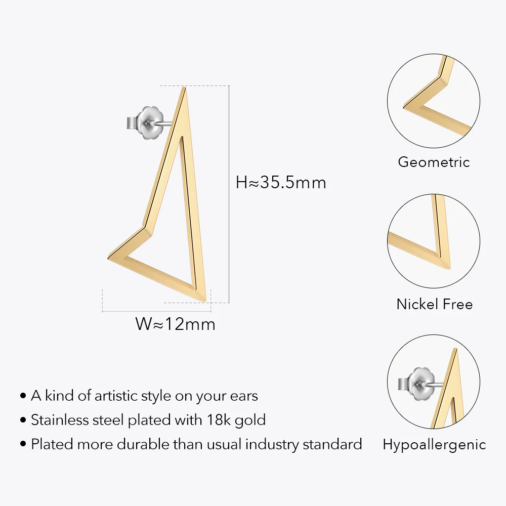 ENFASHION Piercing Triangle Stainless Steel Earrings For Women Christmas Pendientes Mujer Fashion Jewelry Earings 2022 E221472