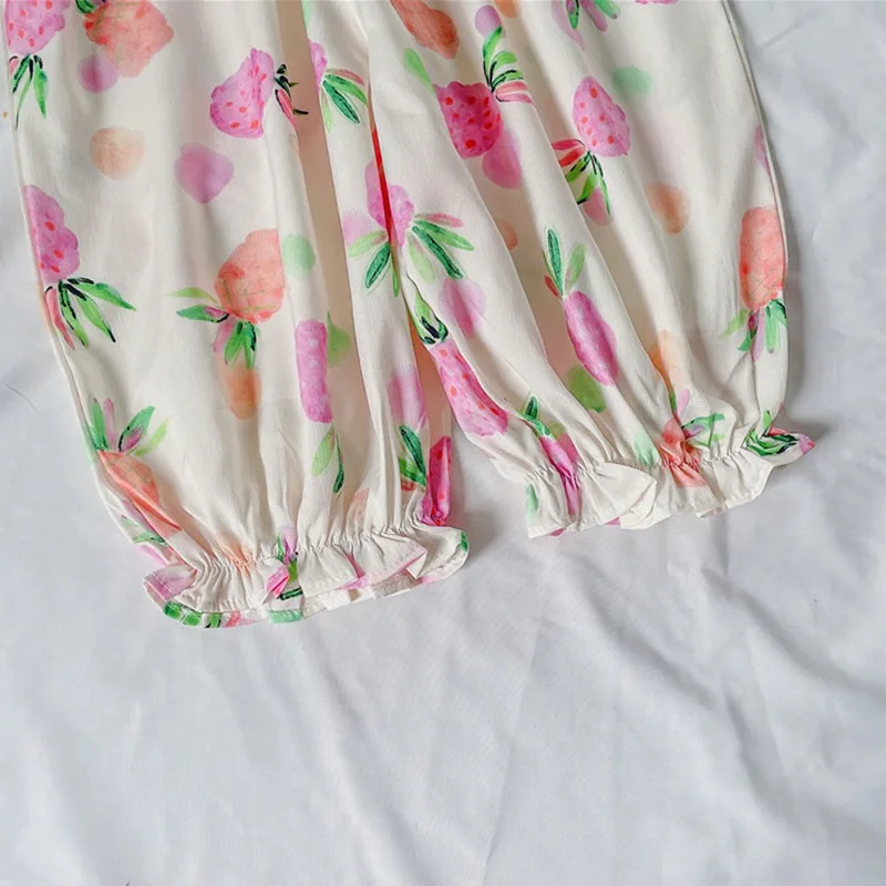 Korean Kids Baby Girls Fruit Print Sleeveless Suspender Jumpsuit Summer Fashion Cute Long Pants Children's Clothing