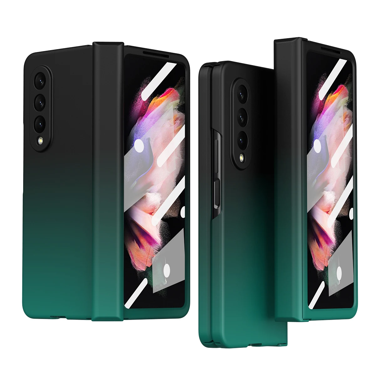 

Чехол с градиентом на шарнирах для Samsung Galaxy Z Fold 3 2 4 5 с защитным передним закаленным стеклом, защита экрана с полным покрытием Fold 5