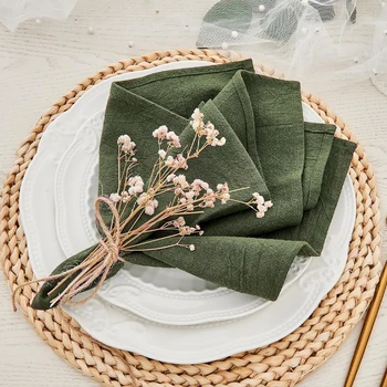 2/6/12 pièces 40X40cm vert rouge Texture pliée doux et Durable Cocktail fête serviettes papier mariage tissu serviettes 1