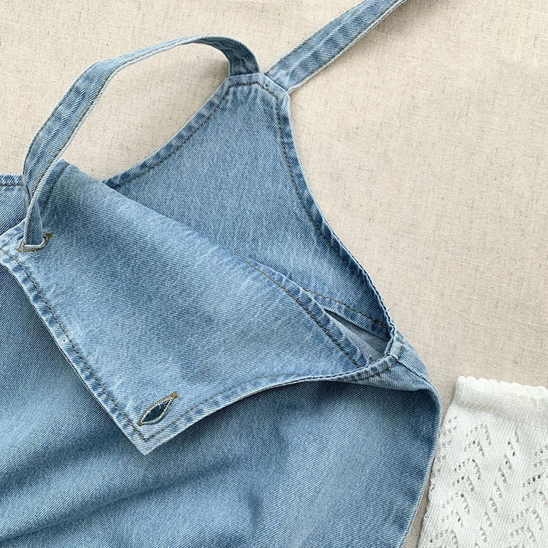 2023 Baby Boy Girl Romper Cowboy Sleeveless Jumpsuit Toddler Baby Boy Girl Romper Solid Color Boy Casual Costume Baby Romper 3