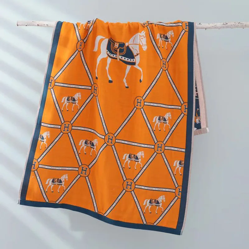 Animal Cartoon Gauze Bath Towel for Kids and Women Cats Bathroom 70*140 Adults Double-Sided Jacquard