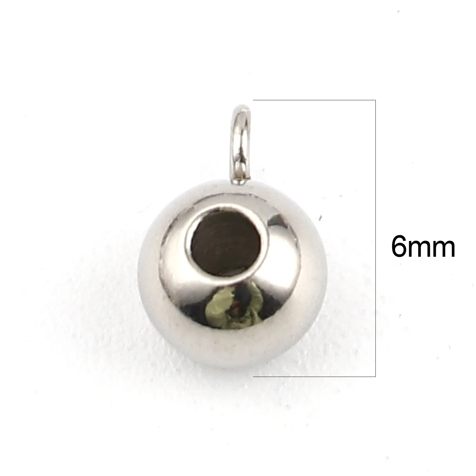 20 Stück 304 Edelstahl Perlen Kautionen Spacer Perlen für Schmuckherstellung Diy Armband Halskette Silber Farbe Kautionen Perlen 6mm Durchmesser. – Detail 2