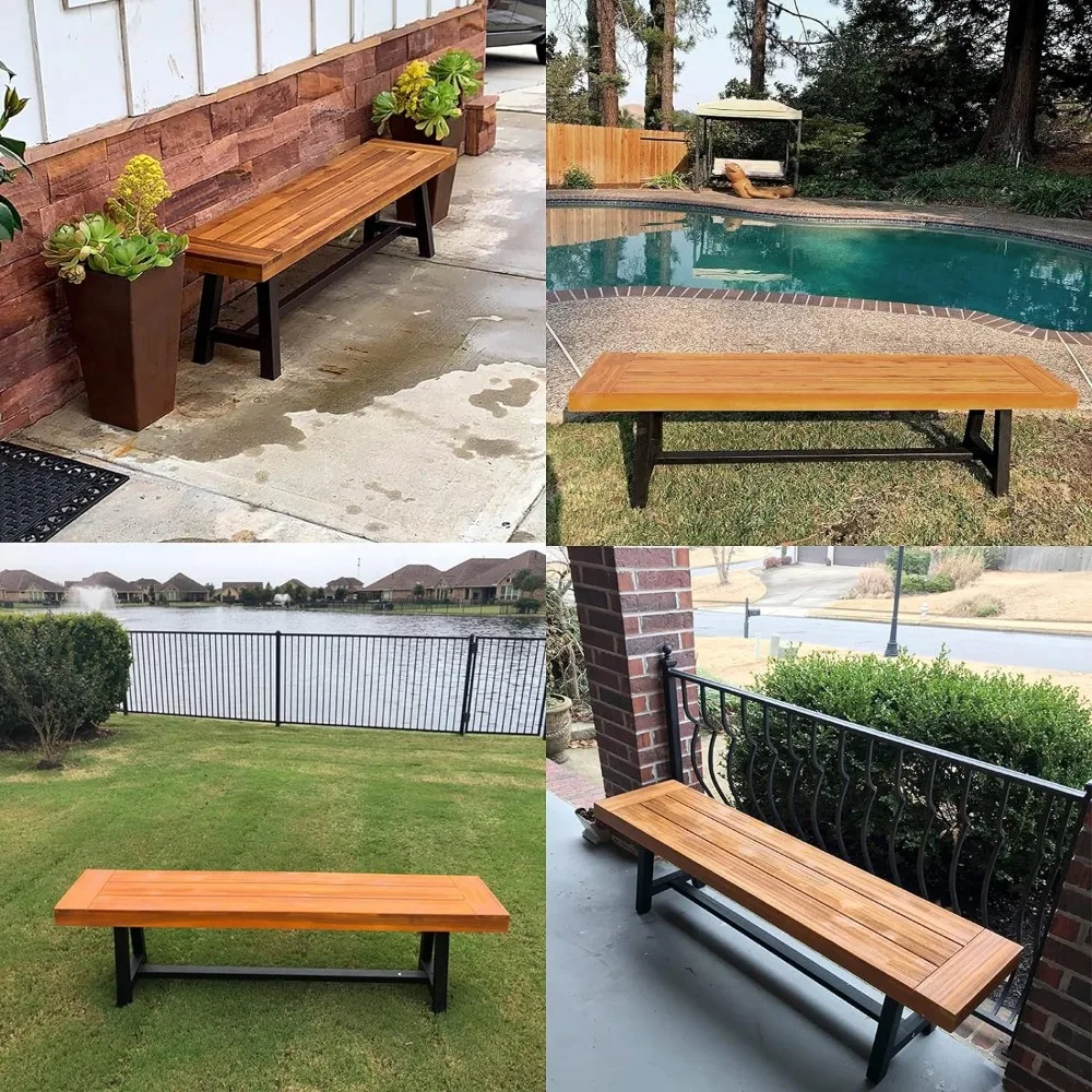Acacia Wood Outdoor Bench – 63” 5