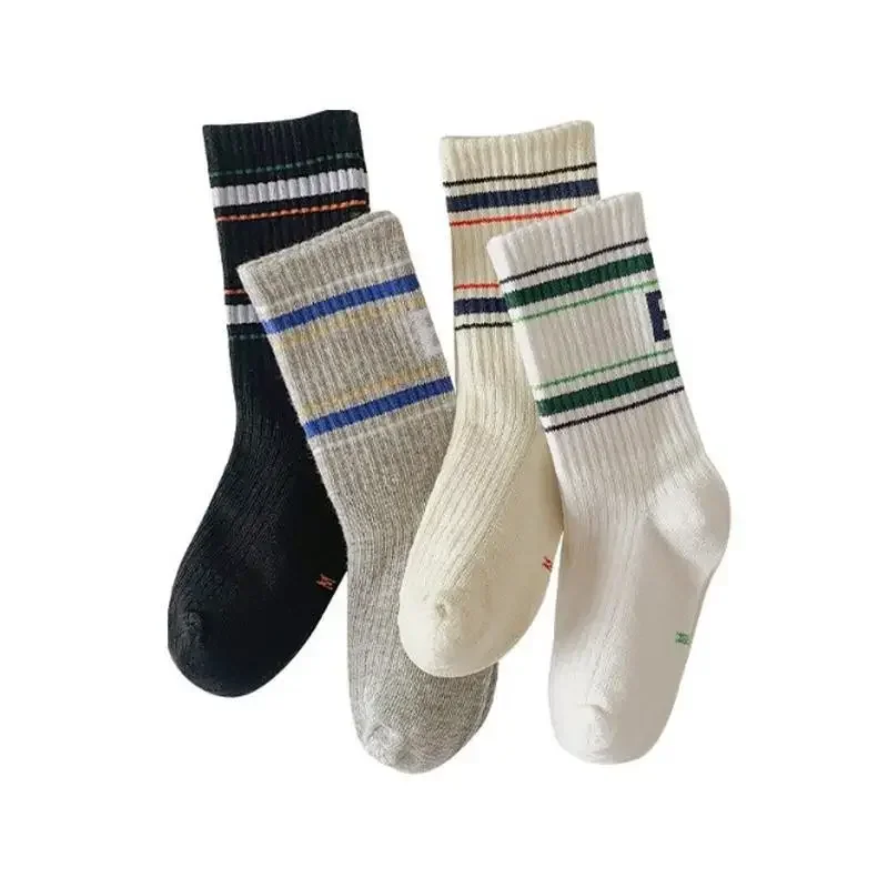 Kids Boy Sock School Fashion Simplicity Calf Sock for Children Boy Four Season Cotton Letter B Sports Sock Children Clothing images - 6